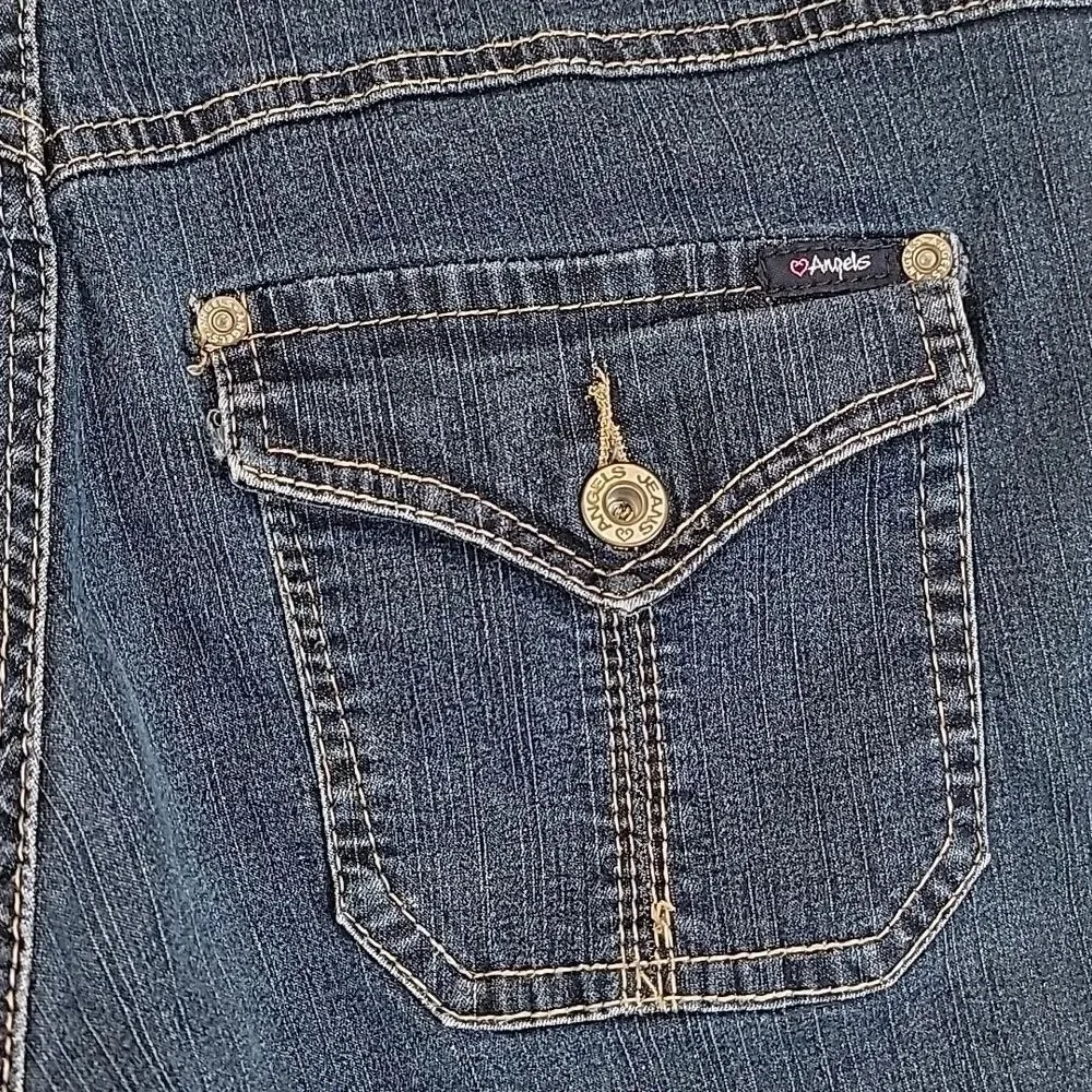 Angels Bermuda blue denim stretch jean shorts Women's Size 16 - Picture 5 of 13